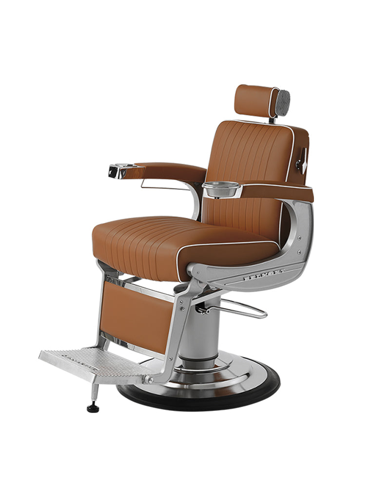 Apollo II - Brown barber chair with cast iron frame
